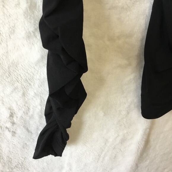 MNG Black Long Sleeve Sheer V-Neck Top - Picture 5 of 8